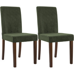 Ensemble de 2 chaises de salle à manger Ina Cord vert foncé antique