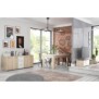 Pilvi ensemble Meuble TV Buffet & Table a manger - Blanc mat et chene sonoma