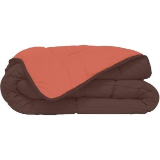 CALGARY Couette chaude Microfibre 400g/m≤ Chocolat & Corail 140x200cm