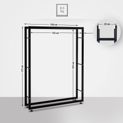 Porte-bûches de cheminée Keri V2 25x150x175 cm noir