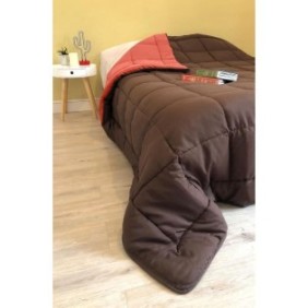 CALGARY Couette chaude Microfibre 400g/m≤ Chocolat & Corail 140x200cm