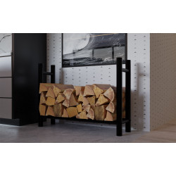 Porte-bûches de cheminée Medya rond 30x100x80 cm noir