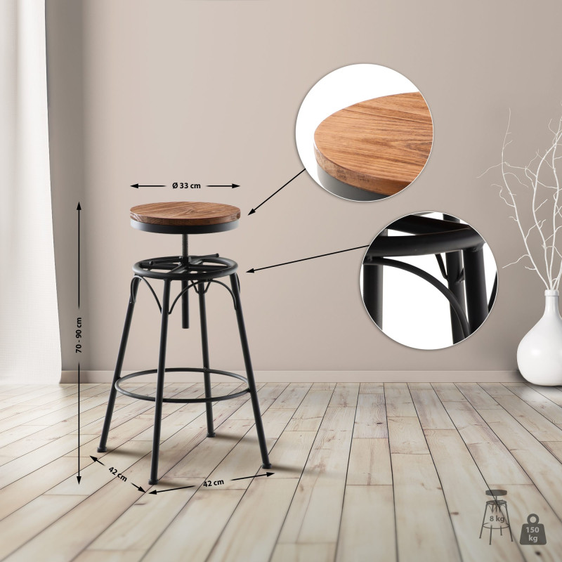 Tabouret de bar à poutre noir