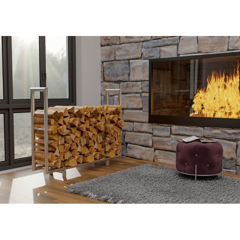 Porte-bûches de chauffage Drake acier inoxydable