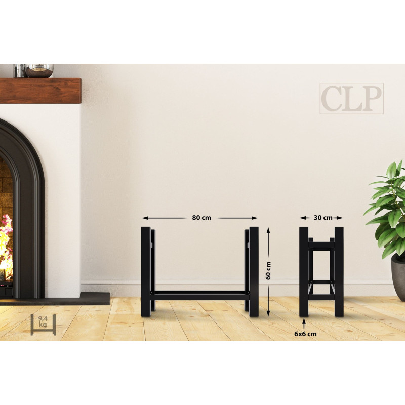 Porte-bûches Medya carré 30x80x60 cm noir