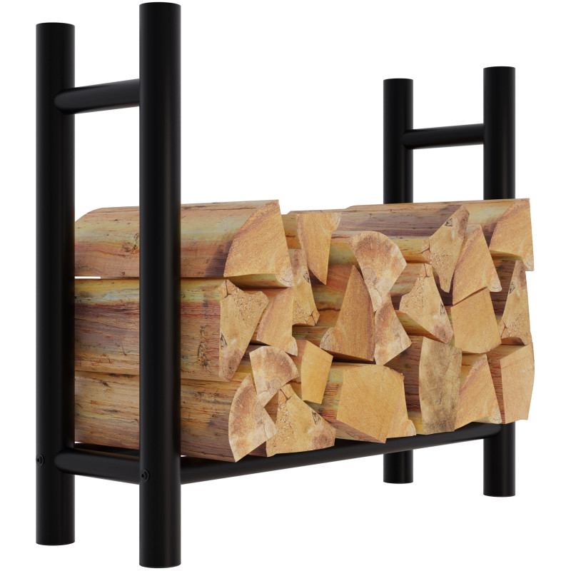 Porte-bûches de cheminée Medya rond 30x80x80 cm noir