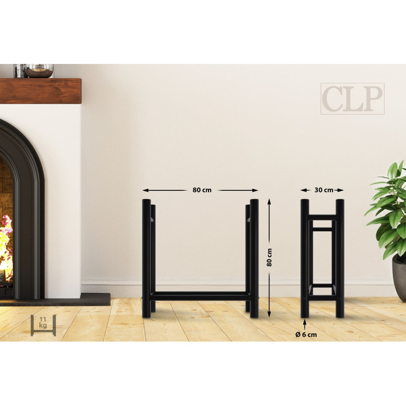 Porte-bûches de cheminée Medya rond 30x80x80 cm noir