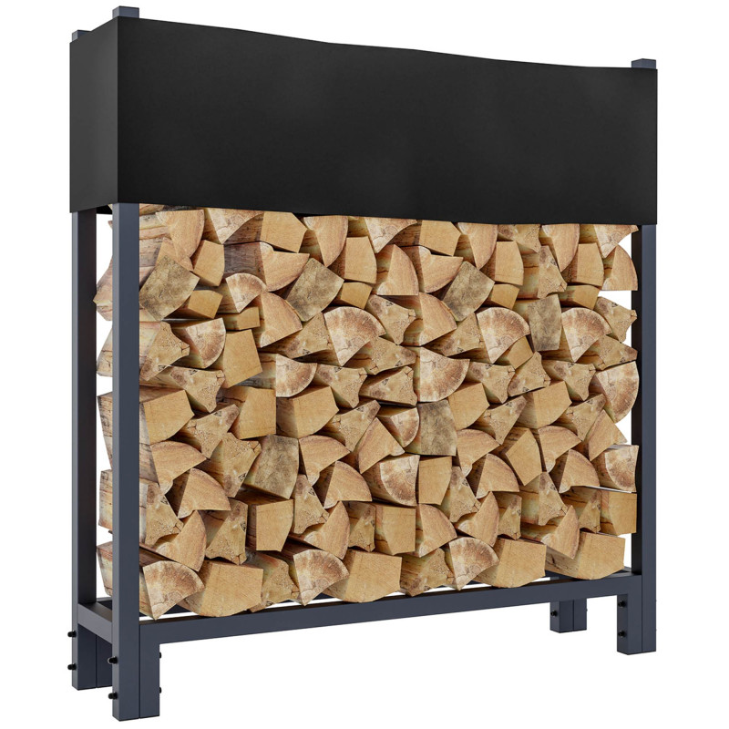 Porte-bûches de cheminée + bâche Martin 25x110x115 cm anthracite