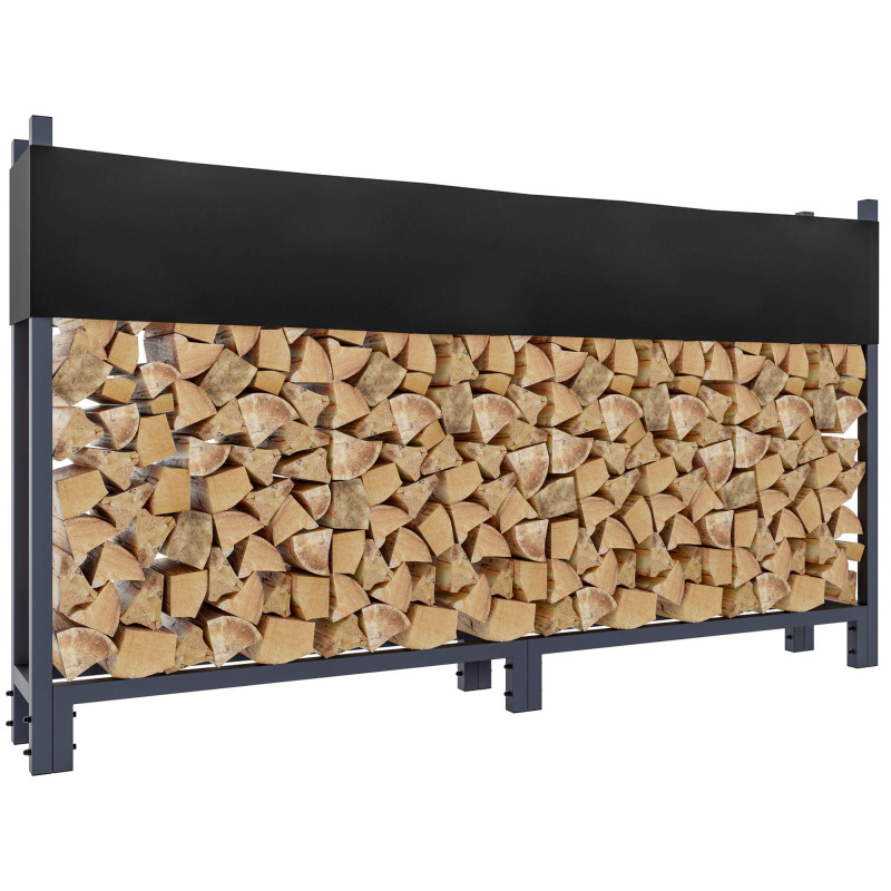 Porte-bûches de cheminée + bâche Martin 25x200x115 cm anthracite