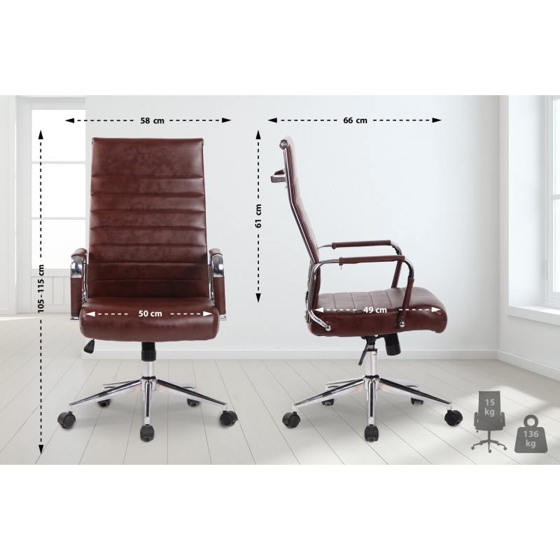 Chaise de bureau Columbus rouge bordeaux