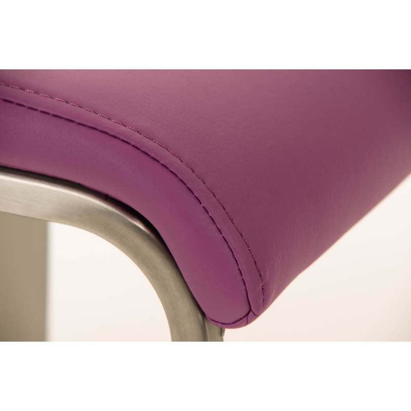 Taburete de bar Lameng de piel sintética E78 morado