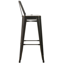 Tabouret de bar Mason, noir antique et or