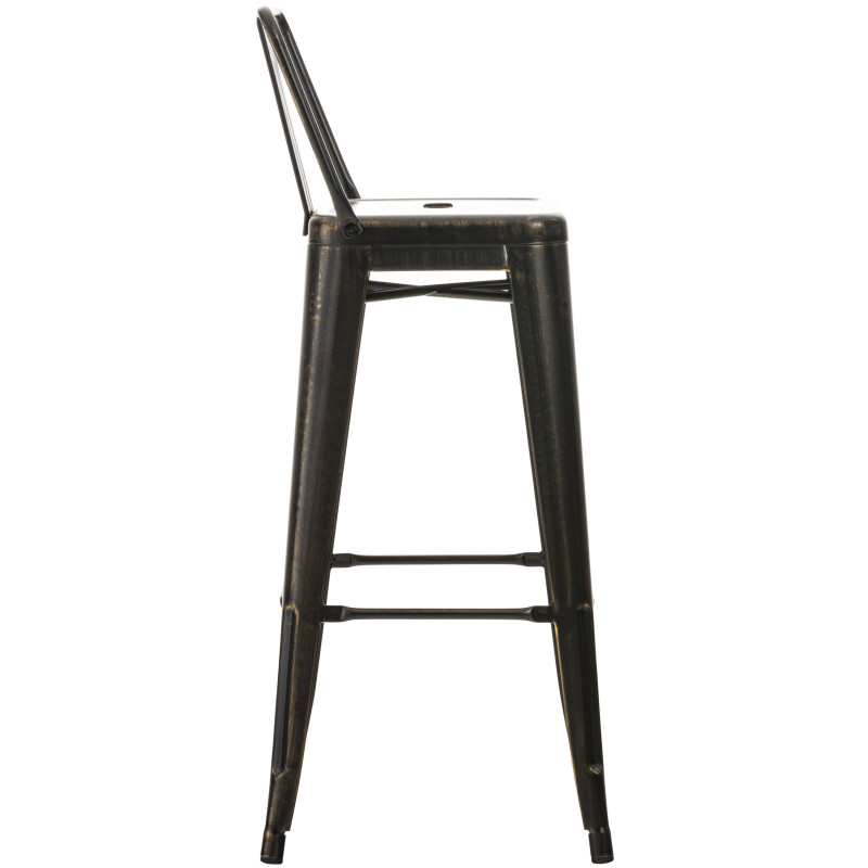 Tabouret de bar Mason, noir antique et or