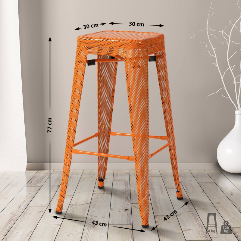 Ensemble de 4 tabourets de bar Fletcher orange