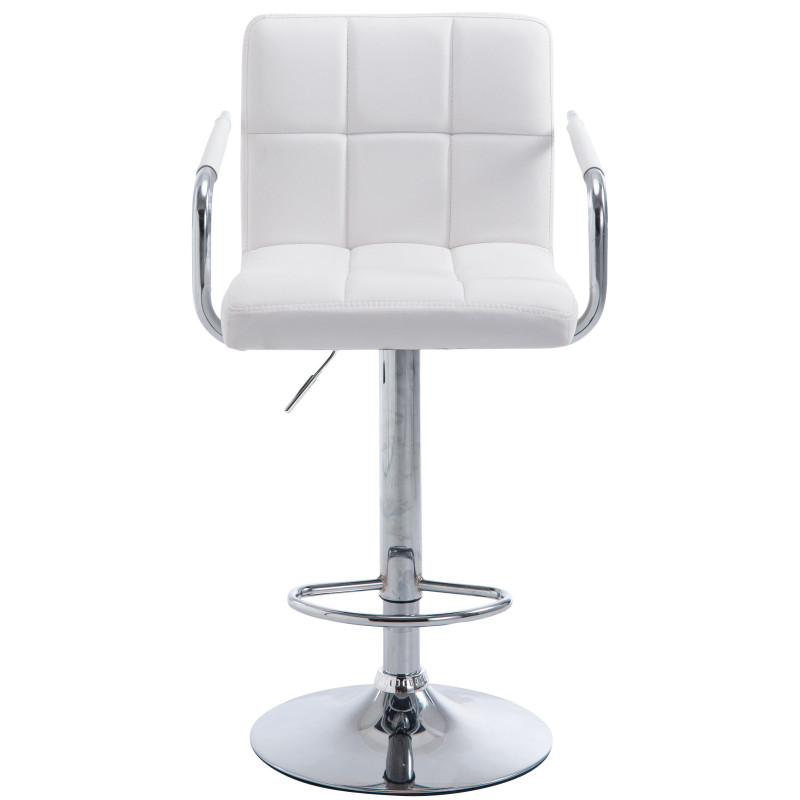 Tabouret de bar Lucy V2, blanc chromé