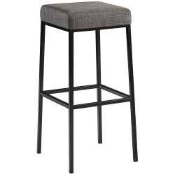 Taburete de bar Montreal B85, tapizado en tela gris.