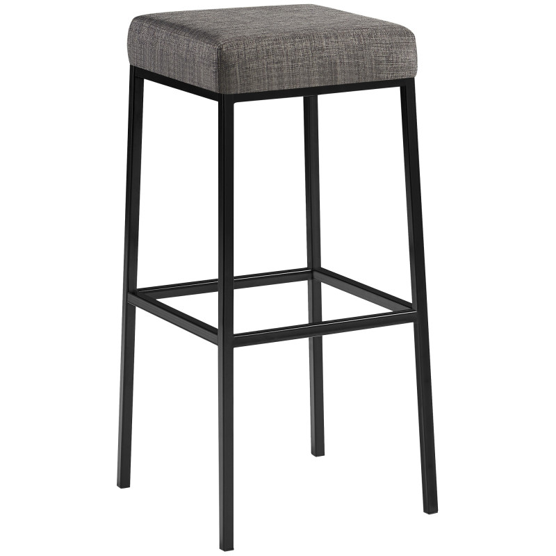 Taburete de bar Montreal B85, tapizado en tela gris.