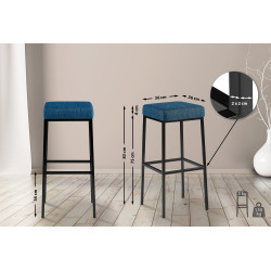 Tabouret de bar Montreal B85, tissu bleu