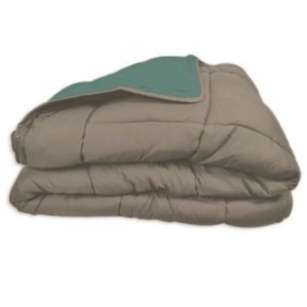 POYET MOTTE Couette Microfibre 400g/m≤ CALGARY - 140 x 200 cm - Gris galet et Vert lac