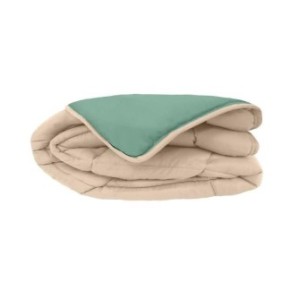 POYET MOTTE Couette Microfibre 400g/m≤ CALGARY - 140 x 200 cm - Gris galet et Vert lac