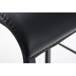 Tabouret de bar Avola en cuir, plat, B78, noir