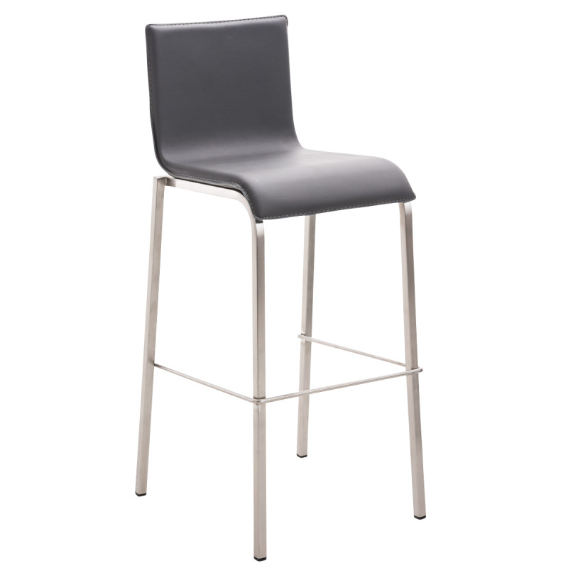 Tabouret de bar Avola en cuir, plat, gris E78