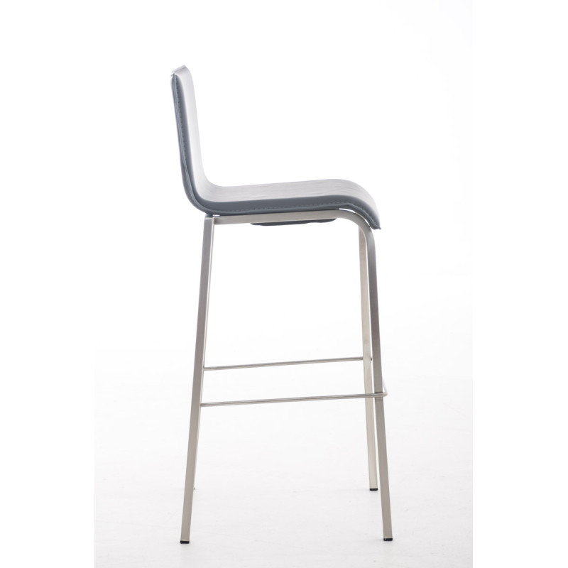 Taburete de bar Avola de piel, plano, gris E78