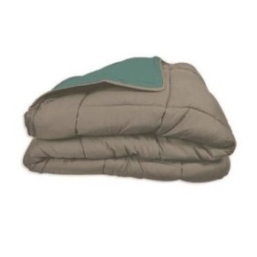 POYET MOTTE Couette Microfibre 400g/m≤ CALGARY - 200 x 200 cm - Gris galet et Vert lac