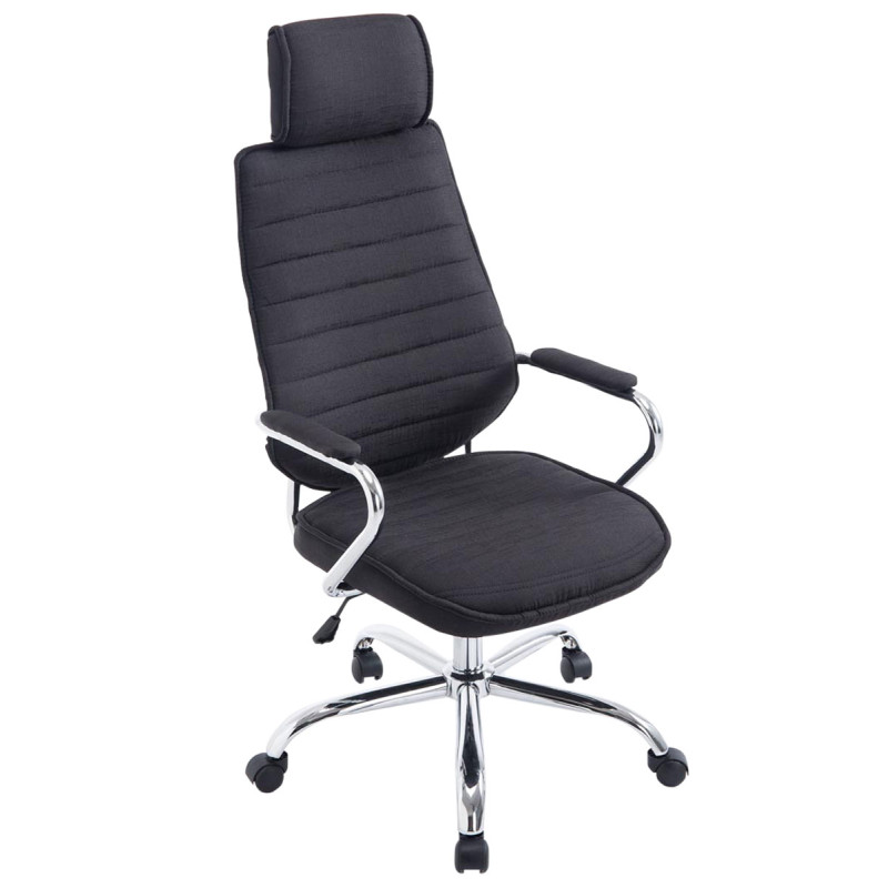 Chaise de bureau en tissu Rako noir