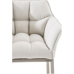 Tabouret de bar Damaso E en tissu avec piètement à 4 pieds, blanc