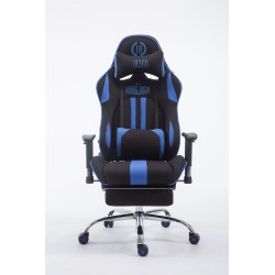 Chaise de bureau Racing Limit en tissu avec repose-pieds noir/bleu