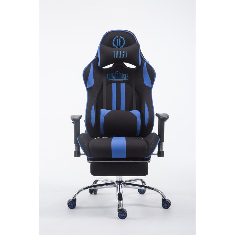 Chaise de bureau Racing Limit en tissu avec repose-pieds noir/bleu