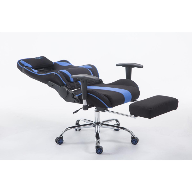 Chaise de bureau Racing Limit en tissu avec repose-pieds noir/bleu