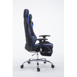 Chaise de bureau Racing Limit en tissu avec repose-pieds noir/bleu