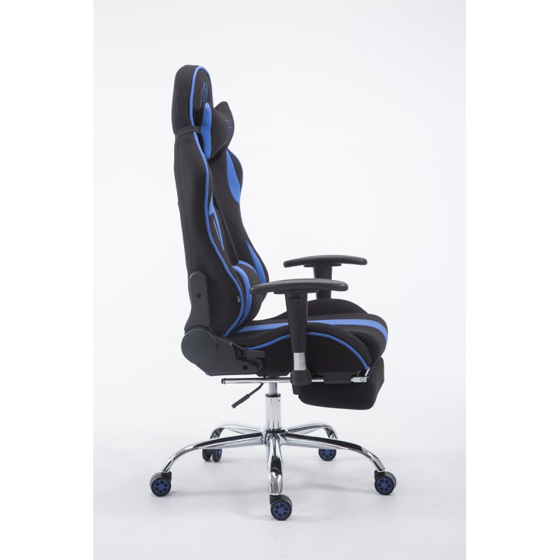 Chaise de bureau Racing Limit en tissu avec repose-pieds noir/bleu