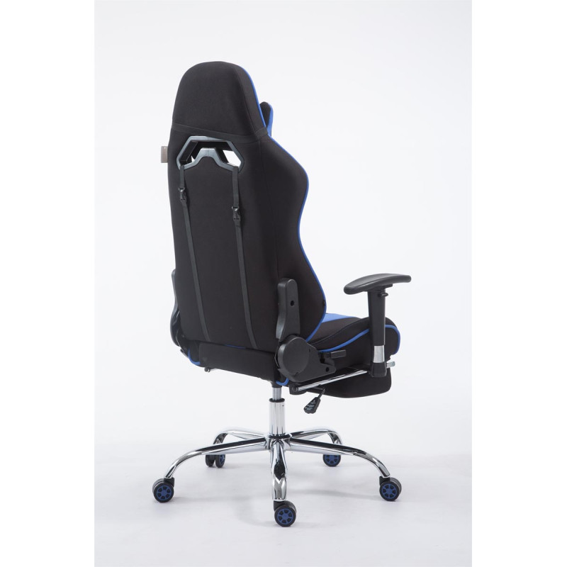 Chaise de bureau Racing Limit en tissu avec repose-pieds noir/bleu