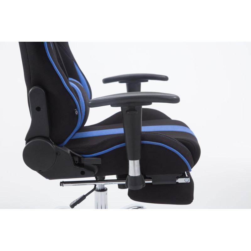 Chaise de bureau Racing Limit en tissu avec repose-pieds noir/bleu
