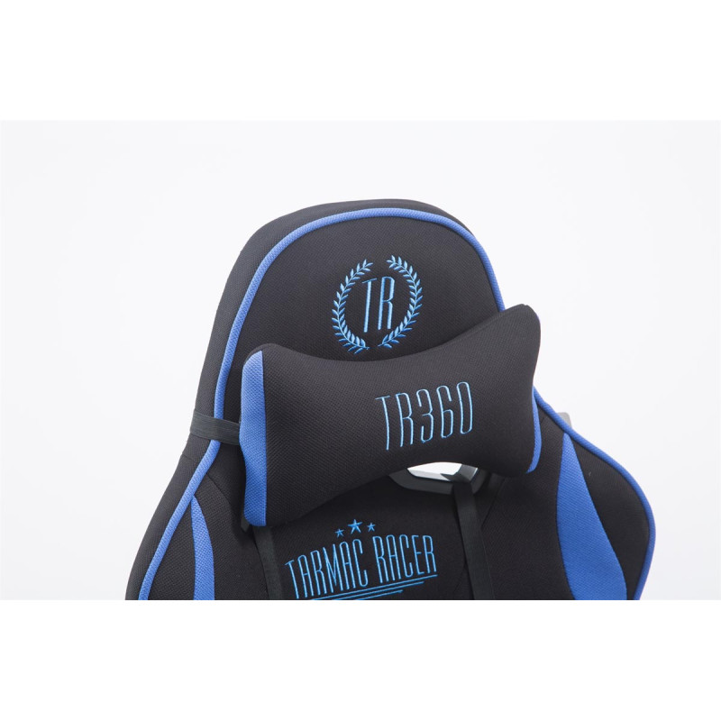 Chaise de bureau Racing Limit en tissu avec repose-pieds noir/bleu