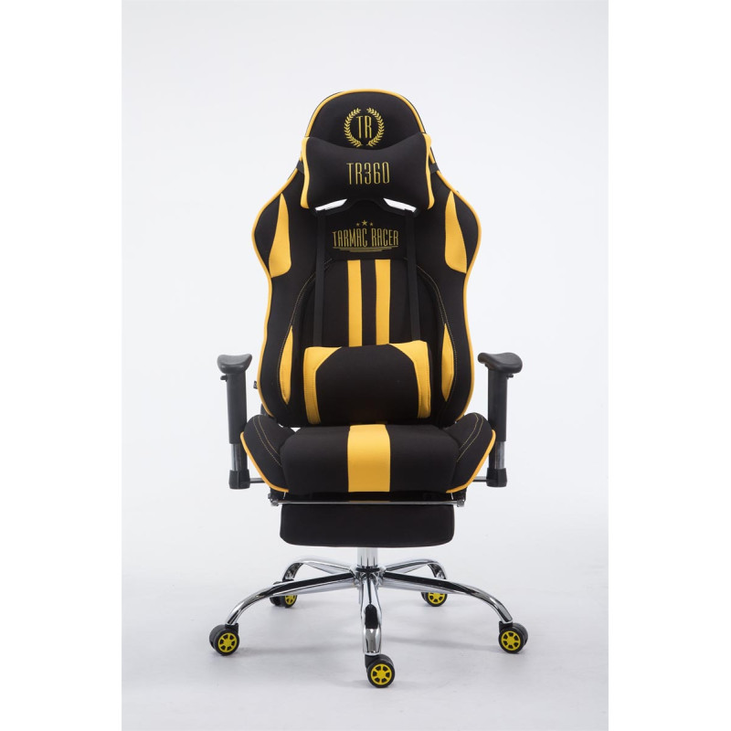 Chaise de bureau Racing Limit en tissu avec repose-pieds noir/jaune