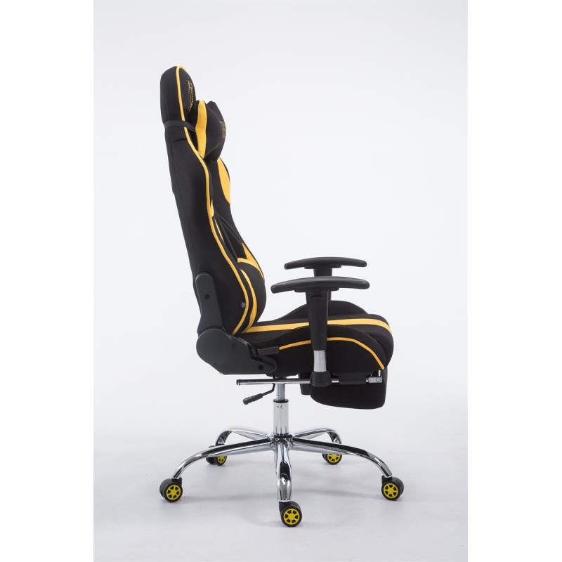 Chaise de bureau Racing Limit en tissu avec repose-pieds noir/jaune