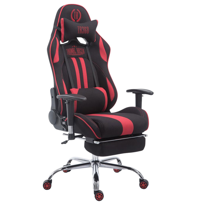 Chaise de bureau Racing Limit en tissu avec repose-pieds noir/rouge