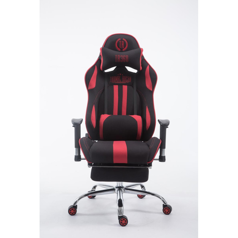 Chaise de bureau Racing Limit en tissu avec repose-pieds noir/rouge