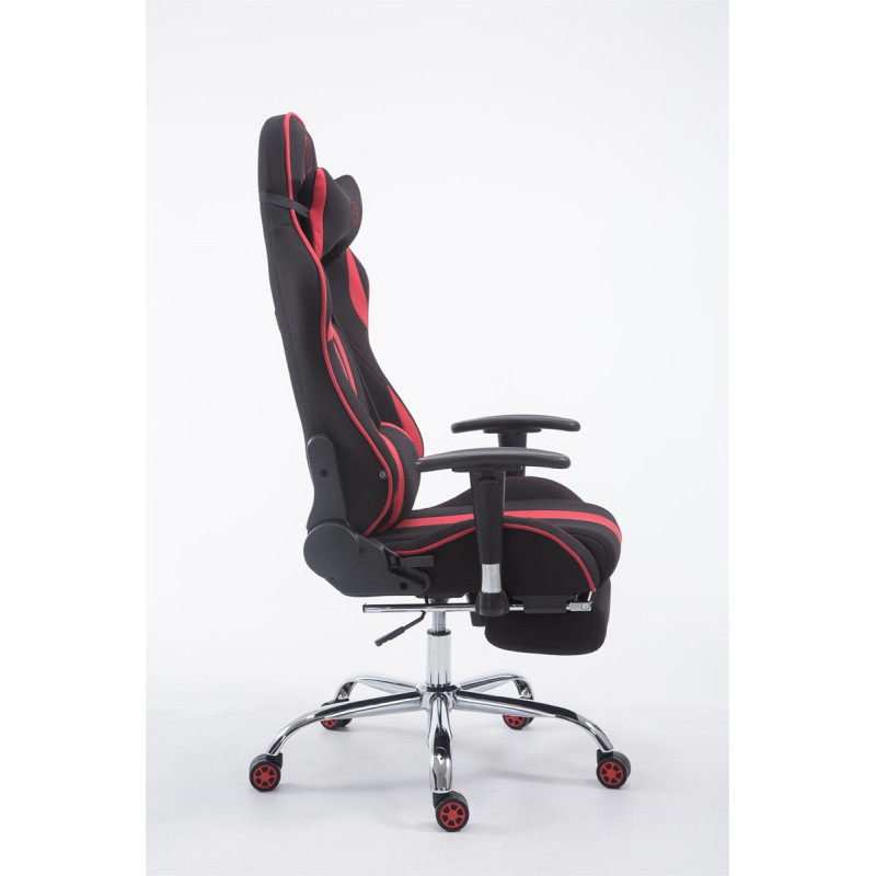 Chaise de bureau Racing Limit en tissu avec repose-pieds noir/rouge