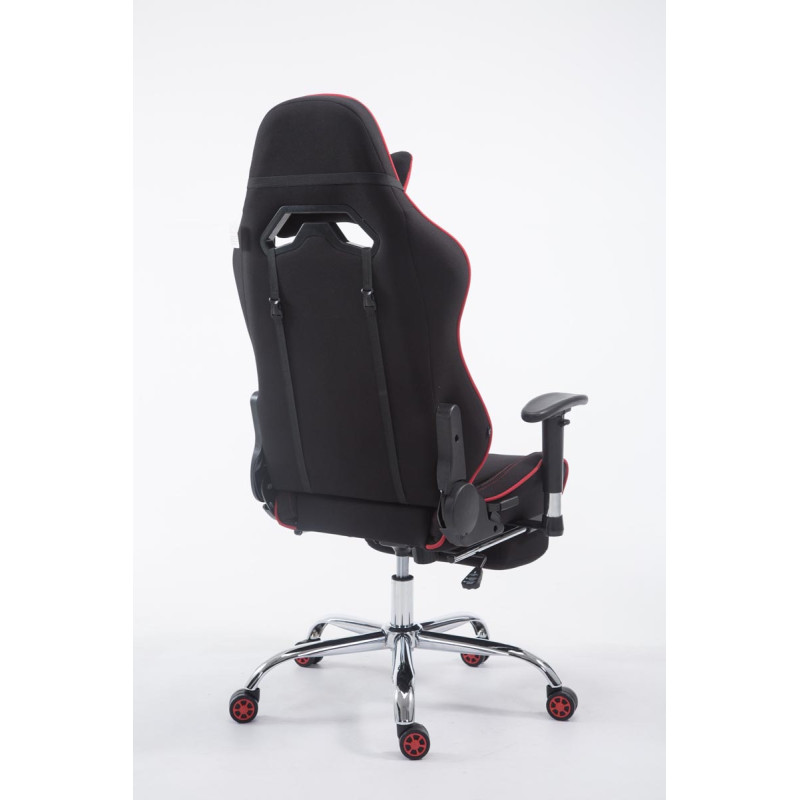 Chaise de bureau Racing Limit en tissu avec repose-pieds noir/rouge