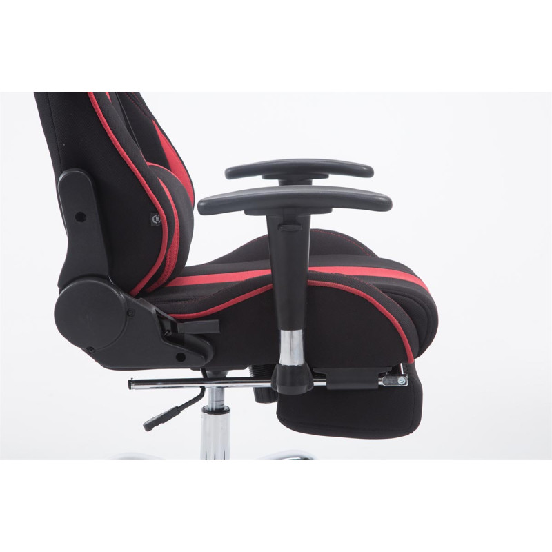 Chaise de bureau Racing Limit en tissu avec repose-pieds noir/rouge