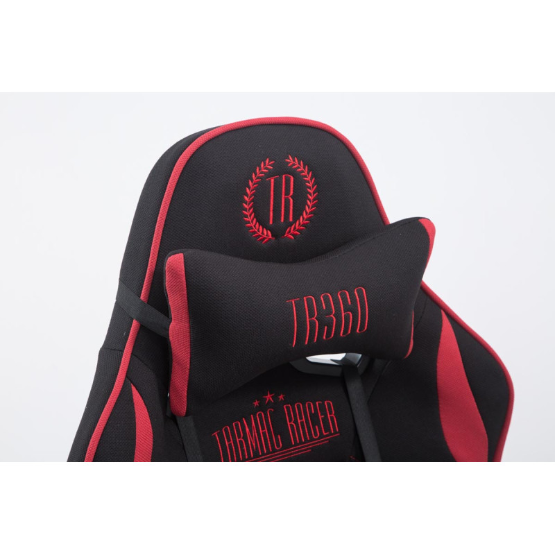Chaise de bureau Racing Limit en tissu avec repose-pieds noir/rouge