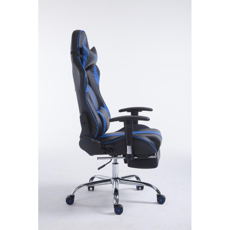 Chaise de bureau de course Limit avec repose-pieds noir/bleu