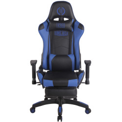 Chaise de bureau de course Turbo avec repose-pieds noir/bleu