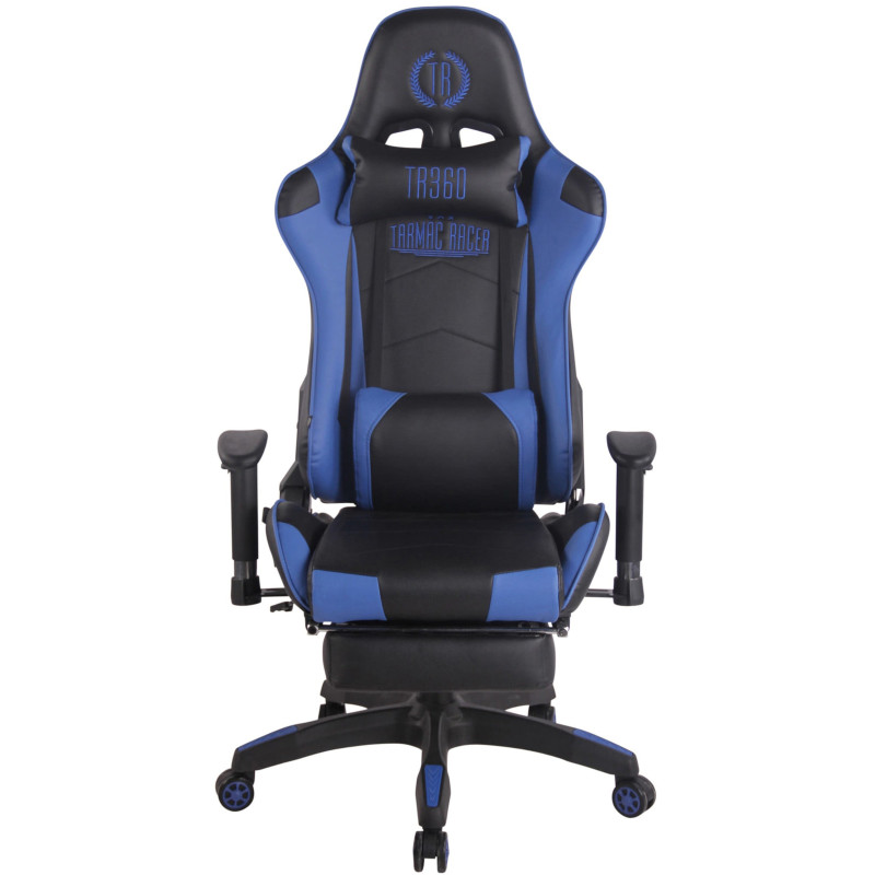 Chaise de bureau de course Turbo avec repose-pieds noir/bleu