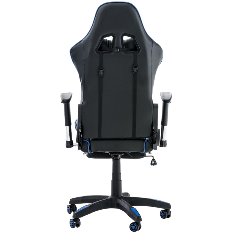 Chaise de bureau de course Turbo avec repose-pieds noir/bleu